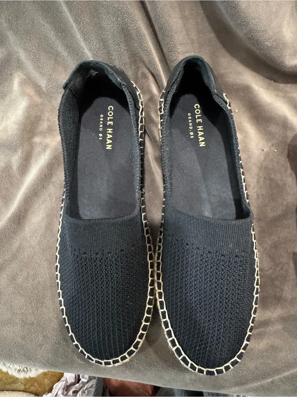 Cole Haan Black Knit Espadrille Slip-Ons